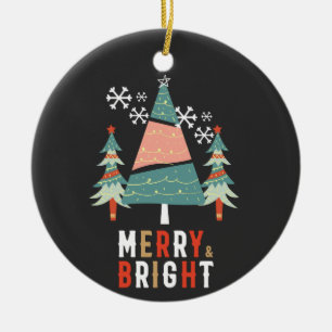 Merry and bright - Christmas Ceramic Ornament