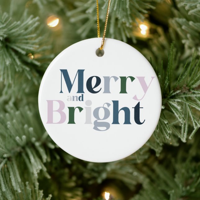 Merry And Bright Christmas Ceramic Ornament (Tree)