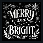Merry and Bright Christmas Chalkboard Poster<br><div class="desc">Celebrate the holiday season with this festive "Merry and Bright" chalkboard-style poster. Featuring a classic black background with elegant hand-lettered typography, snowflakes, and festive accents, this poster adds a touch of rustic charm to any holiday décor. Perfect for those who love a minimalist black-and-white Christmas theme, this versatile design will...</div>