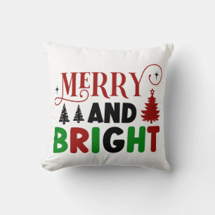 Merry and Bright Christmas Design – Holiday Cheer Throw Pillow