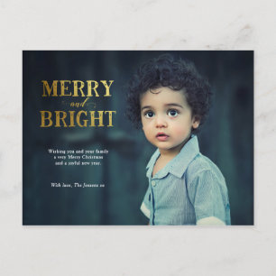 Merry and Bright Christmas family card postcard