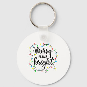 Merry And Bright Christmas Family Pyjamas Matching Keychain