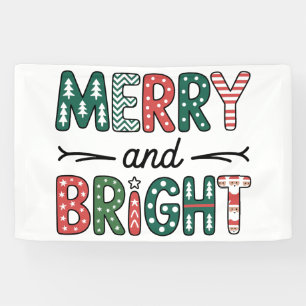 Merry And Bright Christmas Family Xmas Holiday Banner