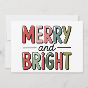 Merry And Bright Christmas Family Xmas Holiday Card