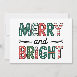 Merry And Bright Christmas Family Xmas Holiday Invitation