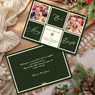 Merry And Bright Christmas Forest Green 2 Photo  Holiday Card