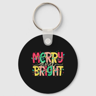 Merry And Bright Christmas Funny Pyjamas Family Xm Keychain