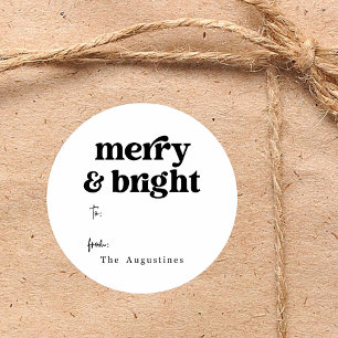 Merry and Bright Christmas Gift / Favor Classic Round Sticker