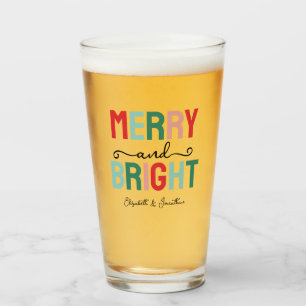 Merry and Bright Christmas Glass