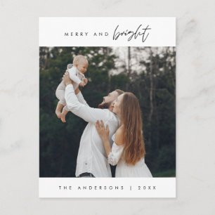 Merry and Bright, Christmas Greeting, Family Photo Postcard