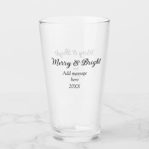Merry and bright Christmas holiday add messageyear Glass