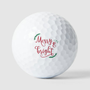 Merry and Bright Christmas Holiday Golf Balls