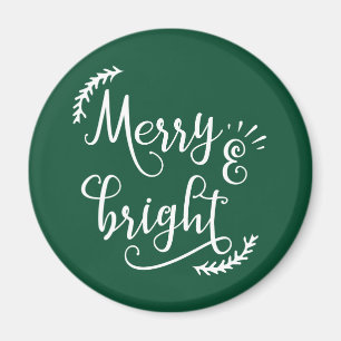 merry and bright Christmas Holiday Magnet
