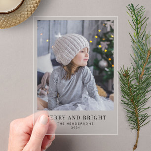 Merry And Bright Christmas Holiday Photo  Acrylic Invitations