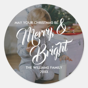 Merry and Bright Christmas Holiday Sticker