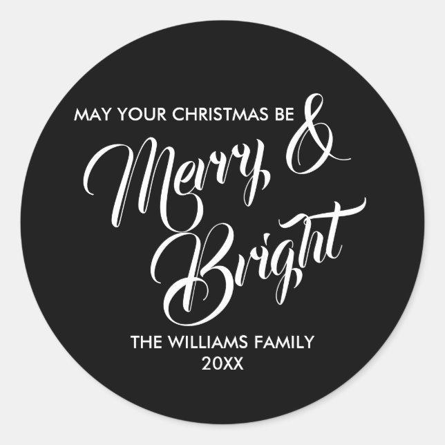 Merry and Bright Christmas Holiday Sticker (Front)