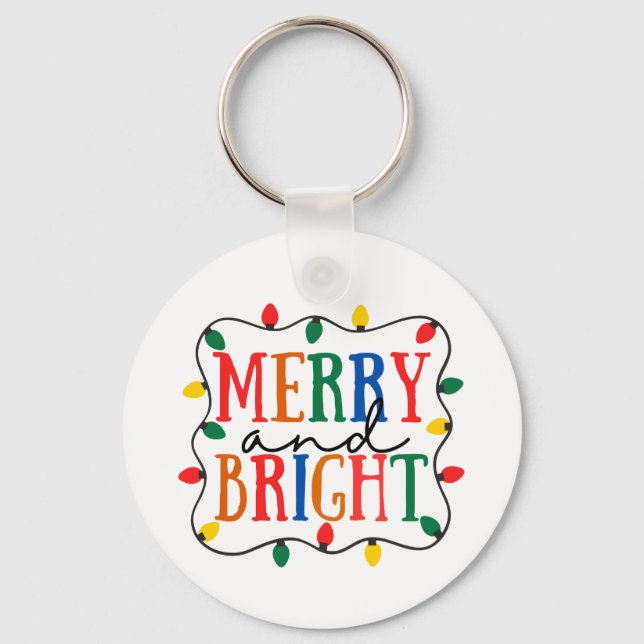 Merry And Bright Christmas Keychain (Front)