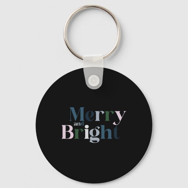 Merry And Bright Christmas Kids T Shirt  Keychain (Front)