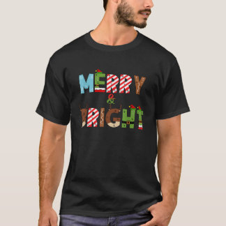 Merry and Bright Christmas letters design T-Shirt