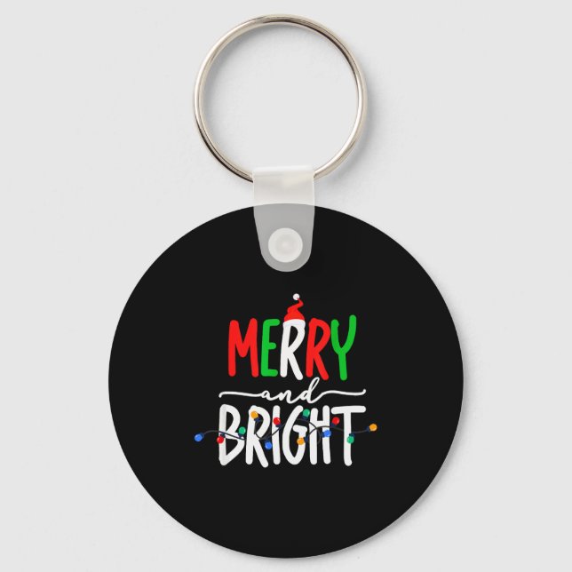 Merry And Bright Christmas Lights Family Pajama Xm Keychain (Front)