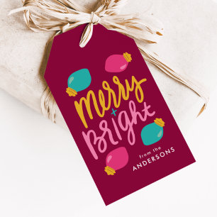 Merry and Bright Christmas Lights Holiday Gift Tags
