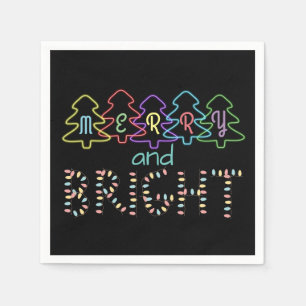 Merry and Bright Christmas Lights Napkin