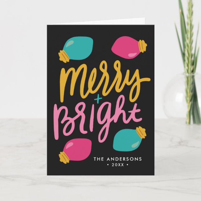 Merry and Bright Christmas Lights Non-Photo Holiday Card (Front)
