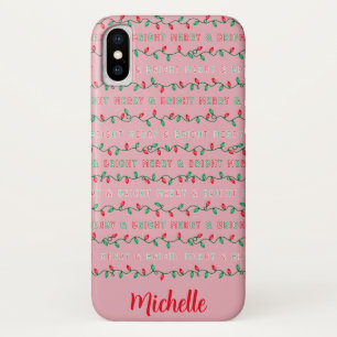 Merry and Bright Christmas Lights Pink Case-Mate iPhone Case