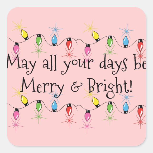 Merry and Bright Christmas Lights Stickers (Front)