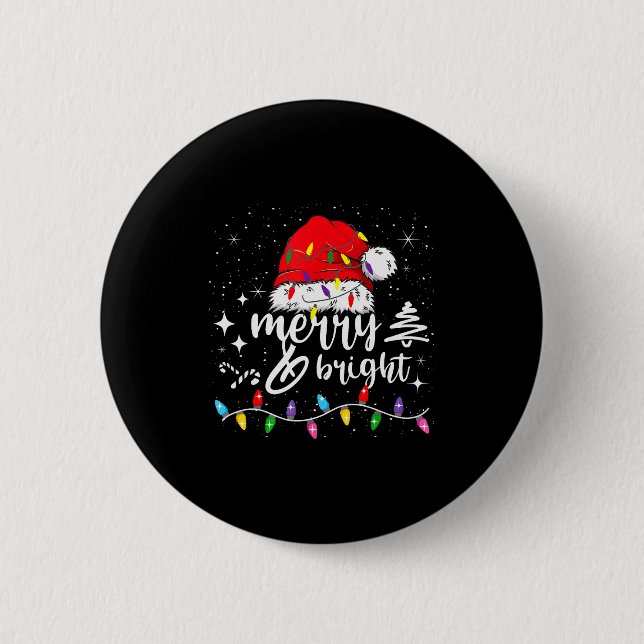 Merry And Bright Christmas Lights Xmas For Men Wom 2 Inch Round Button (Front)