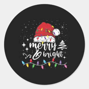 Merry And Bright Christmas Lights Xmas For Men Wom Classic Round Sticker