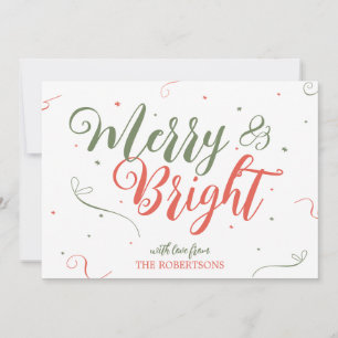 Merry and Bright Christmas Non Photo Holiday Card