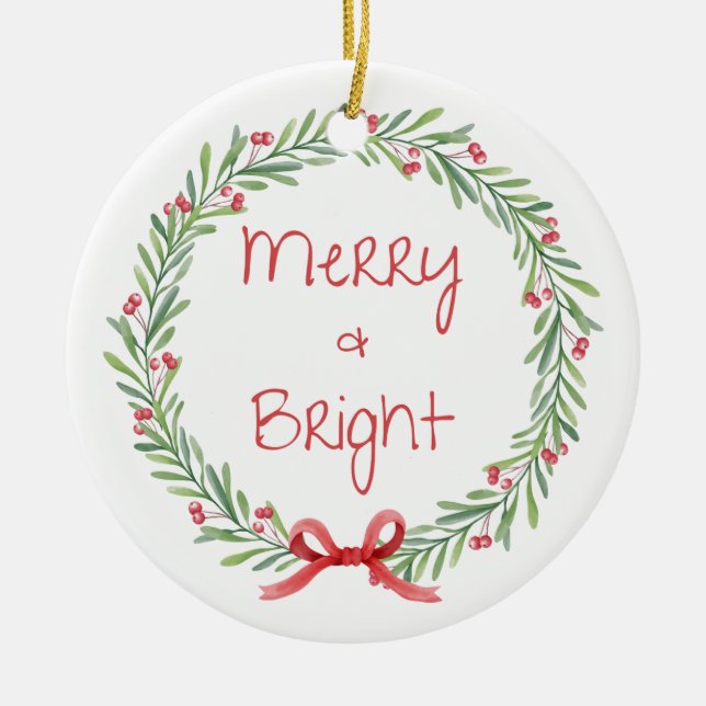 Merry and Bright Christmas Ornament (Front)