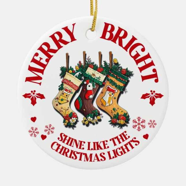 Merry and Bright Christmas Ornament – 3 (Front)