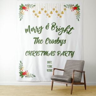 Merry And Bright Christmas Party Custom Script Tapestry