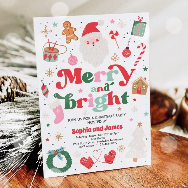 Merry And Bright Christmas Party Holiday Party Invitation (Creator Uploaded)