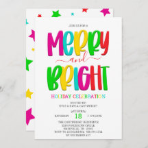 Merry and Bright Christmas Party Invitation