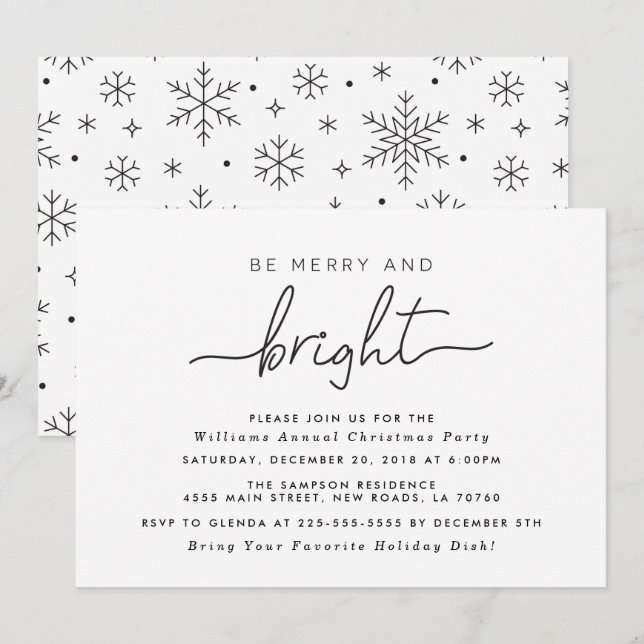Merry and Bright Christmas Party Invitations (Front/Back)
