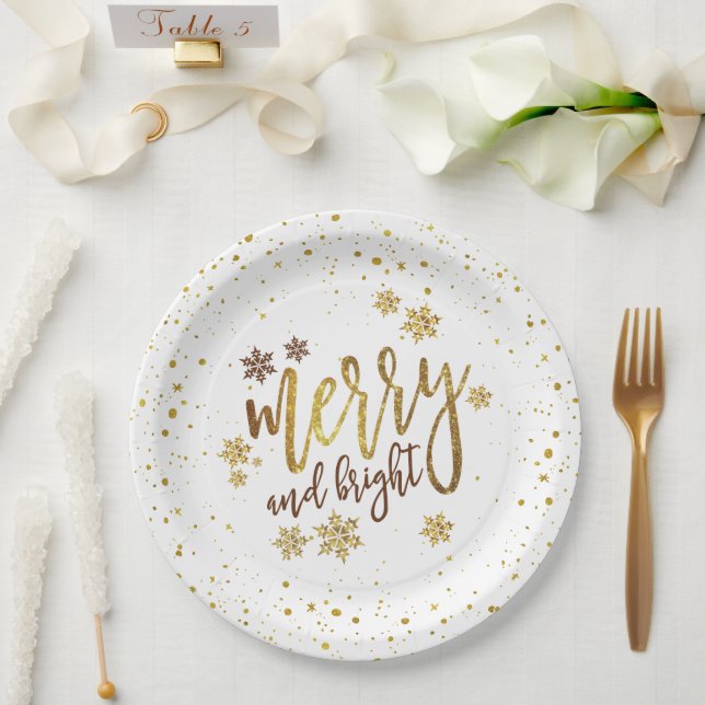 Merry and Bright Christmas Party Paper Plate (Wedding)