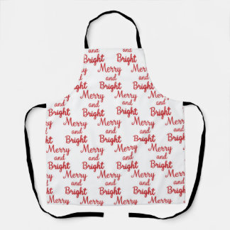merry and bright christmas pattern apron