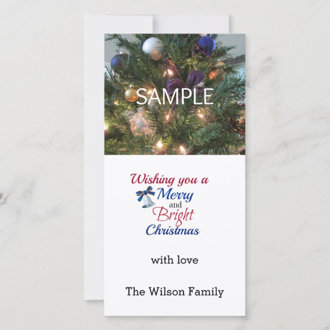 Merry And Bright Christmas Photo Card (Front)