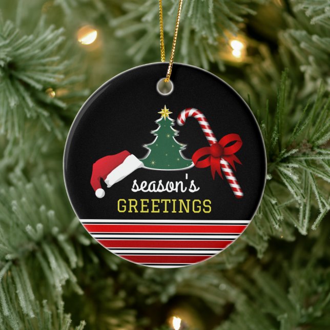 Merry and Bright, Christmas Photo Ceramic Ornament (Tree)