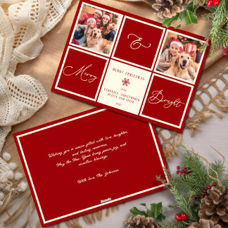 Merry And Bright Christmas Red 2 Photo  Holiday Card
