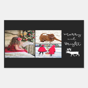 Merry and Bright Christmas Reindeer and Add Photos Sticker