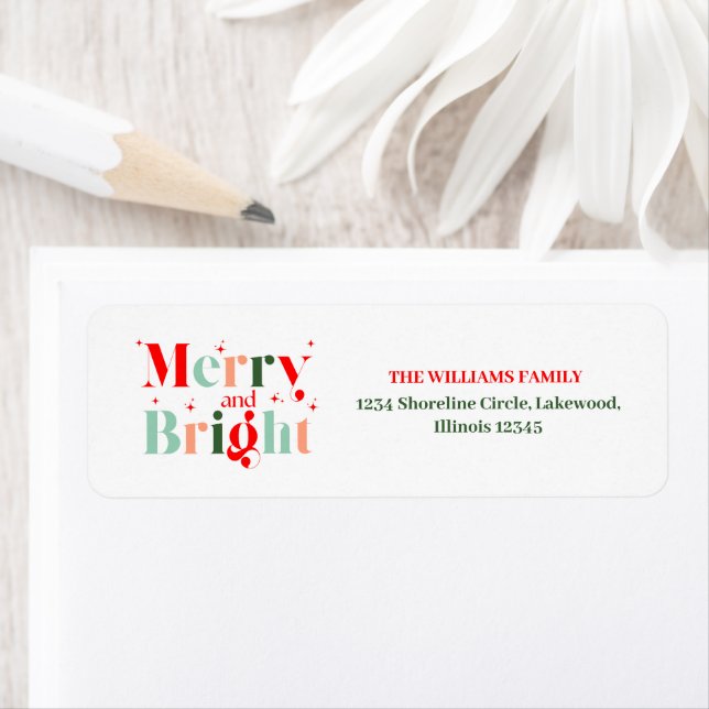 Merry and Bright Christmas Return Address Label (Insitu)