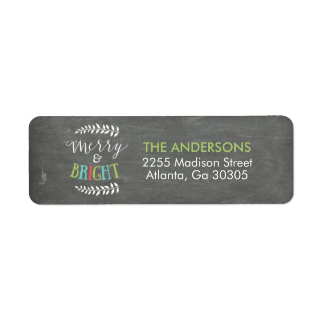 Merry and Bright Christmas Return Address Labels (Front)
