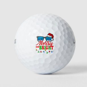 Merry And Bright Christmas Santa Hat Sunglasses Xm Golf Balls