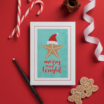 Merry and Bright | Christmas Santa Starfish Holiday Postcard<br><div class="desc">Merry and Bright | Christmas Santa Starfish</div>