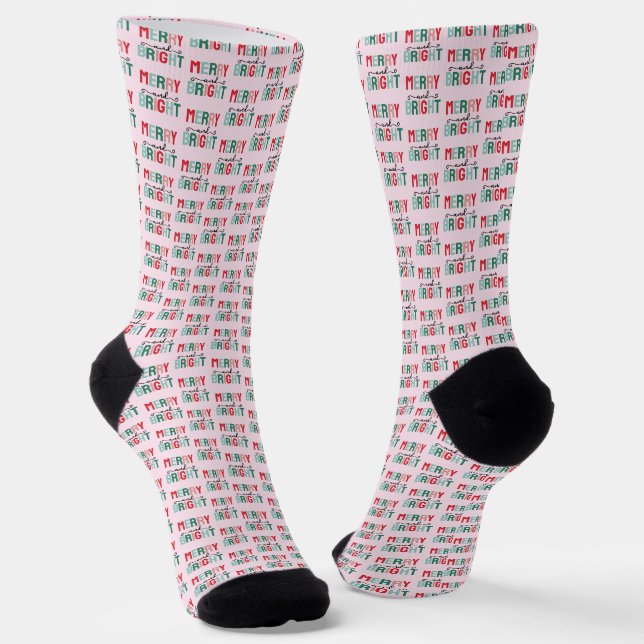 Merry and Bright Christmas Socks (Angled)