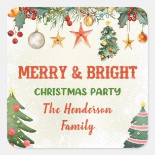 Merry and Bright Christmas Sticker